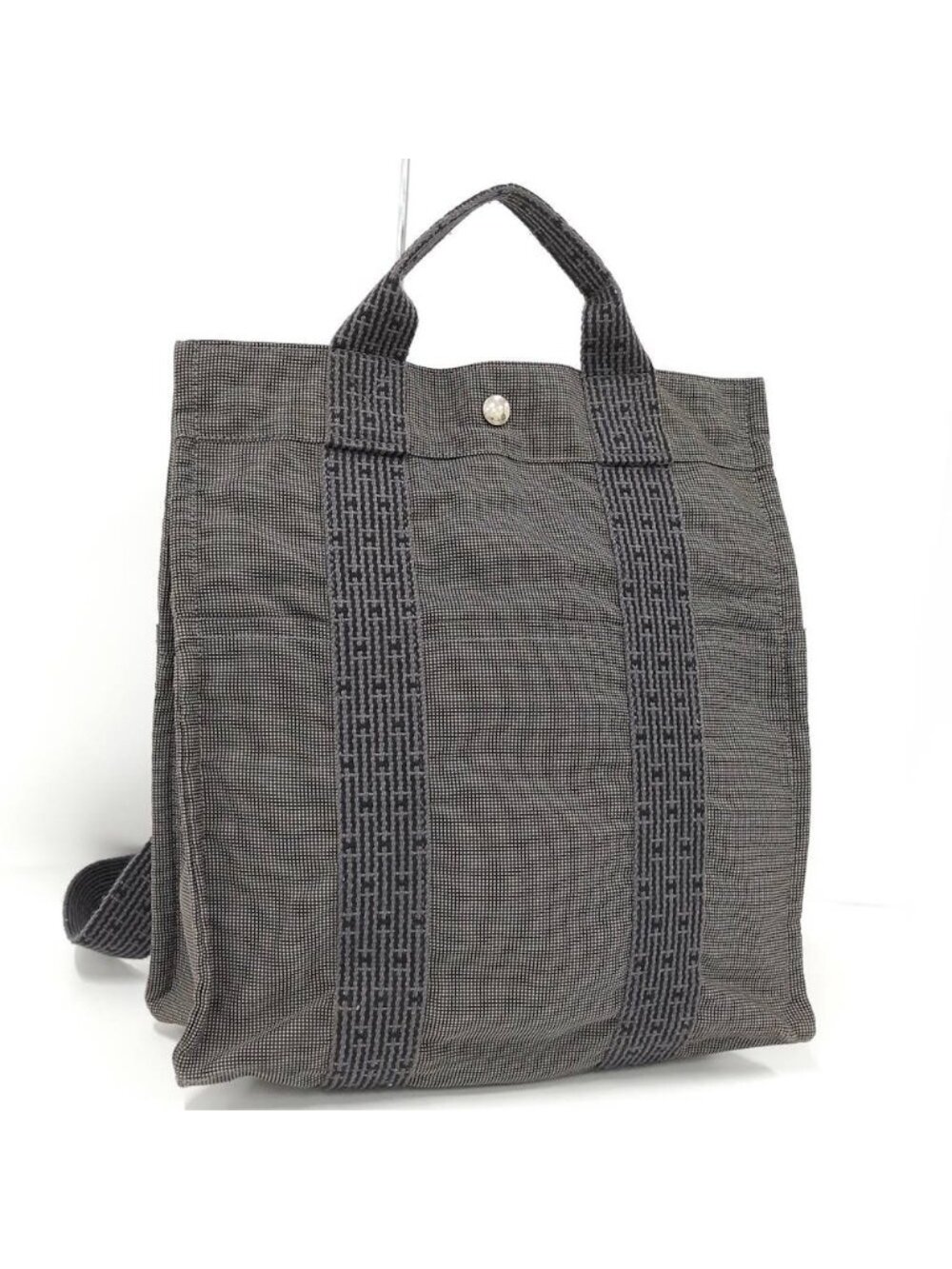 Hermes Her Line a Dos MM Backpack Nylon Canvas Gray
